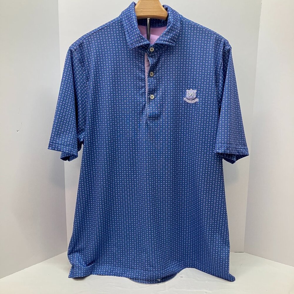 Fairway &‎ Greene Mens CMC Centenary Blue Golf Star Pattern Polo Shirt Size L